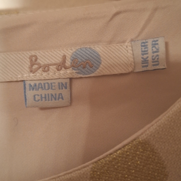 Boden Gold Sparkle Polka Dot Vintage Retro Inspired Dress Ladies 12R Fit & Flare - Picture 3 of 3